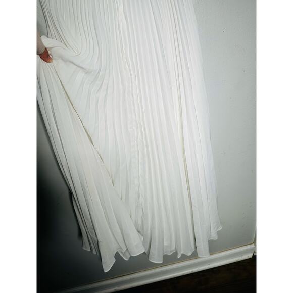 TOME White Pleated V-Neckline Sleeveless Midi Dress size 6 - Picture 11 of 13